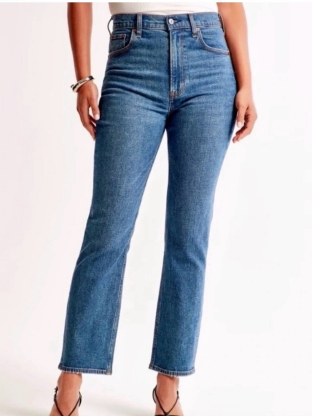 Abercrombie & Fitch The Ankle Straight Ultra High Rise Jean in Blue Size 24